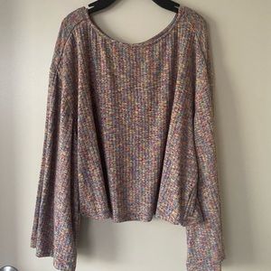 NWT Anthropologie | Daily Practice | Marisol Open Back Knit Bell Sleeve Top, 3X